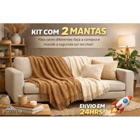 kit 2 Mantas de Sofá ou Cama Luxo Gigante 120x210 Tipo Capa De Sofá Protetora