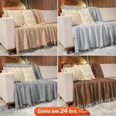 Kit 2x Manta Para Sofá Super King Decoração 3,00 X 1,80 100% Algodão