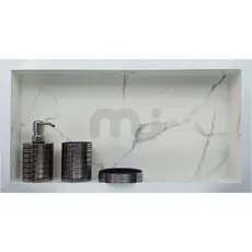 Nicho Calacata com Borda de Alumínio 50x30x10 Acessório Para Banheiro em Porcelanato o Único que Não Empoça Água