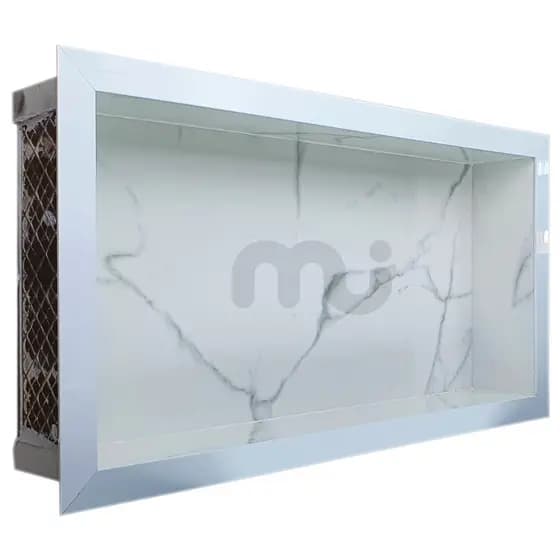 Nicho De Porcelanato 60x30x10 Calacata Com Bordas Brancas Acessório para Banheiro Premium