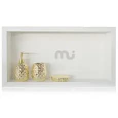 Nicho De Porcelanato 50X30x10 Branco Neve Com Bordas Brancas para Banheiro