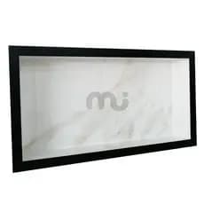 Nicho De Porcelanato Carrara Com Borda Preta Para Banheiro, Cozinha ou Churrasqueira Elegance 50x30x10
