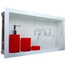 Nicho De Porcelanato Calacata Borda Branca Para Banheiro, Ótimo Para Apartamento 60x30x10