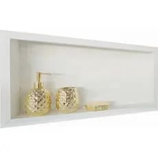 Nicho De Porcelanato Branco 80x30x10cm Com Porta Papel