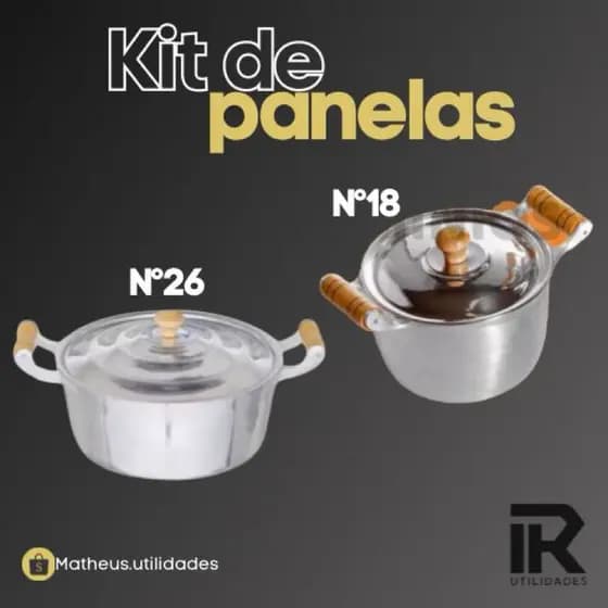 Jogo de Panela Caçarola + Caldeirão Nº18/26 em Alumínio Batido/LINHA PREMIUM Arroz e Feijão