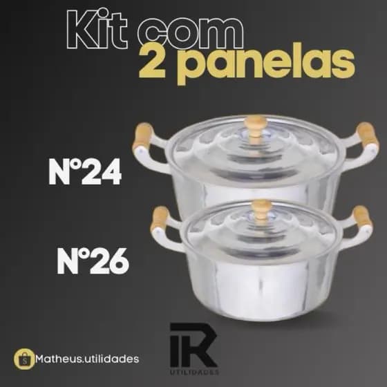 24 e 26 Kit de Panelas em Alumínio Batido Fundido Grossa - 2 unidades nº 24 e 26 cm