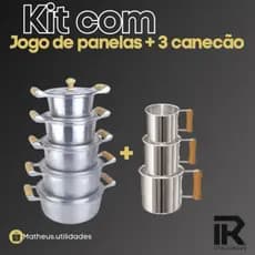 Jogo de Panela Alumínio Batido Fundido + Kit De Canecão Fervedor Alumínio 3 peças. Cozinha