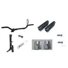 Kit Estribo + Cavalete Lateral + Borracha Titan Fan 150 160 completo com parafusos