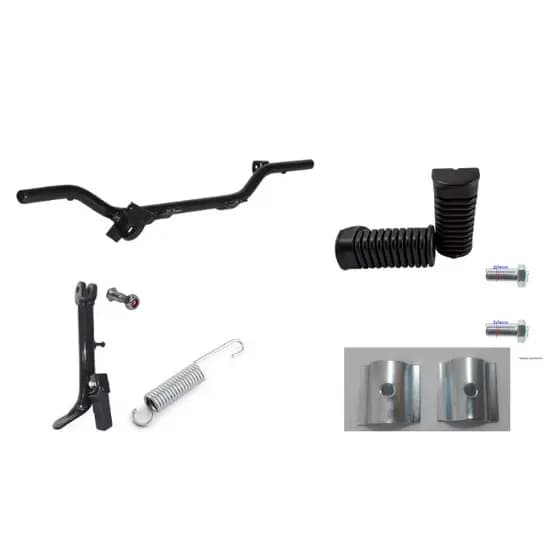 Kit Estribo/Cavalete Lateral/Parafusos/ chapa de fixação/Borrachas Titan/fan 125 150