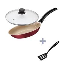 Frigideira Francesa 24cm Antiaderente Com Tampa de Vidro