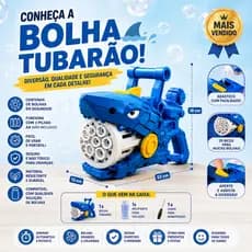 Pistola Bolhas De Sabão Infantil Tubarão Automática Brinquedo Divertido