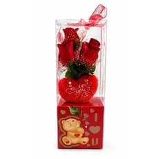 Enfeite Rosa Artificial Iluminada Decoracao Romantica Presente Elegante Vermelha