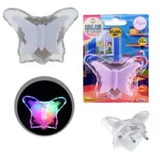 Mini Abajur de Tomada Borboleta ou Coração Bivolt LED Colorido Infantil Quarto Bebê Luz Noturna