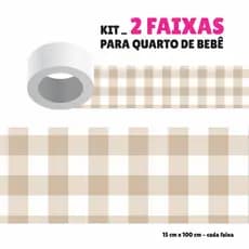 Kit com 2 Faixas Papel de Parede Border Faixa Adesiva Decoração para Quarto Infantil - Xadrez G0103 MARROM E BEGE
