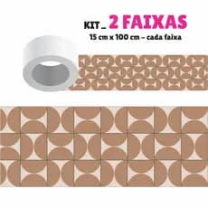 Faixa Decorativa - Kit com 2 Faixas Papel de Parede Border Faixa Adesiva Decoração Azulejo - GEOMÉTRICO G0107 MARROM