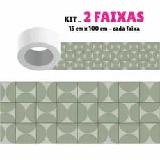 Faixa Decorativa - Kit com 2 Faixas Papel de Parede Border Faixa Adesiva Decoração Azulejo - GEOMÉTRICO G0107 VERDE