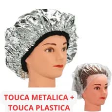 Touca Térmica Metalizada Para Hidratação Tratamento Capilar Prateada + Touca de plastico