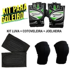 Kit Goleiro Futsal Luva + Cotoveleira + Joelheira C/ Feltro