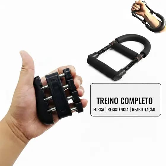 Kit Fortalecedor De Dedos + Exercitador De Pulso E Antebraço Hand Grip Academia Treino Força Pegada