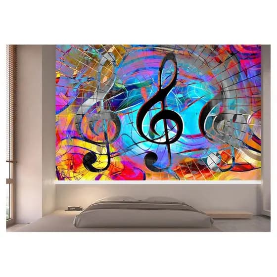 Adesivo de parede Música nota musical colorido papel de parede m² MUS 093