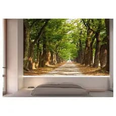 Adesivo de parede Estradas caminhos paisagens árvores mata papel de parede m² NES 088