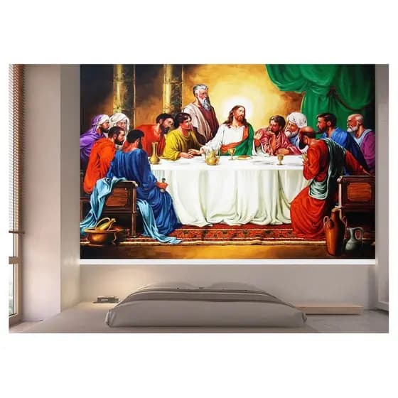 Adesivo de parede Religioso santa ceia jesus cristo apóstolos igreja papel de parede m² RL 006