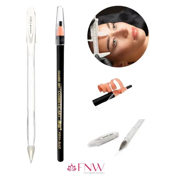 Kit Lápis Dermatográfico + Caneta Gel Branca Kit Design de Sobrancelhas
