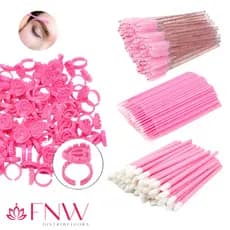 Kit 400 Pcs 100 Anel Batoque Com Divisoria 100 Escovinhas 100 Microbrush 100 Aplicadores
