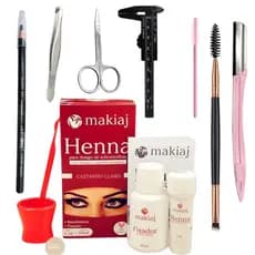 Kit Design de Sobrancelha Makiaj Henna + Navalha + Lapis + Pincel Duplo +Paquimetro + Escovinha ...