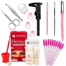 Kit Design para Sobrancelhas Henna Makiaj Hipoalergênica Paquimêtro Navalha Completo