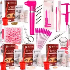 kit design de sobrancelhas profissional completo henna mixer paquimetro molde escovinha batoque