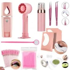 Kit Iniciante Extensão Alongamento De Cilios Nano Vaporizador Ventilador Escovinha Microbrush Pinça