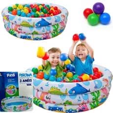 Piscina Infantil Inflável 180 Litros Colorida + 50 Bolinhas