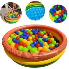 PISCINA INFLAVEL 126 LITROS COM 50 BOLINHAS COLORIDA FUNDO INFLAVEL
