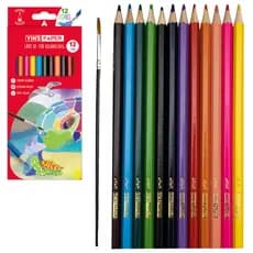 LAPIS DE COR AQUARELAVEL SEXTAVADO 12 CORES + APONTADOR E PINCEL ARTISTICO YINS PAPER