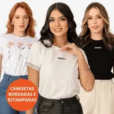 Camiseta Feminina 100% Algodão Premium Estampada Blusa T-shirt Casual Blusinha Básica