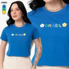 Camiseta Do Brasil Feminina Bordada Lantejoulas 100% Algodão Blusa Copa Do Mundo 2026