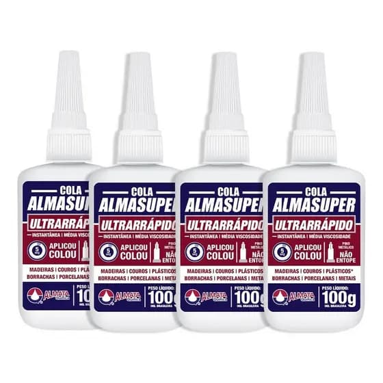 Kit 4 Cola Adesivo Instantâneo Almasuper  Ultra Rápido 100g