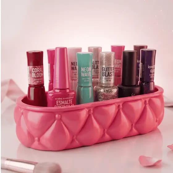 Organizador De Maquiagem e Joias Tufted Rosa Aesthetic