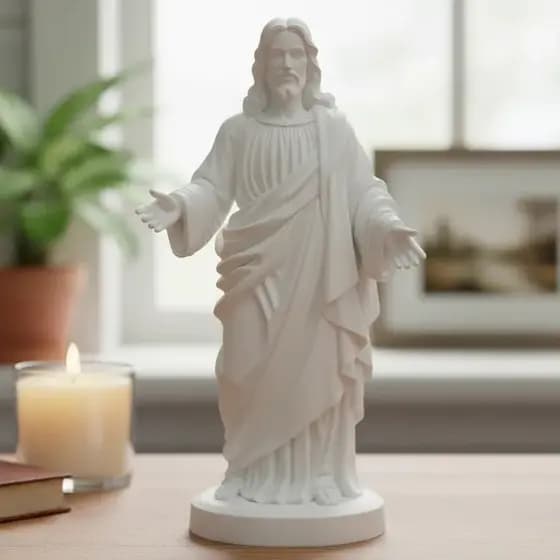 Estátua Jesus Cristo Braços Abertos 3D Decoração Religiosa Mesa Oratório Presente Batizado Casamento