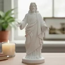 Estátua Jesus Cristo Braços Abertos 3D Decoração Religiosa Mesa Oratório Presente Batizado Casamento