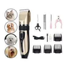 Kit Maquina Tosa Recarregavel Aparador Pelos Cães E Gatos Sem Fio Portátil