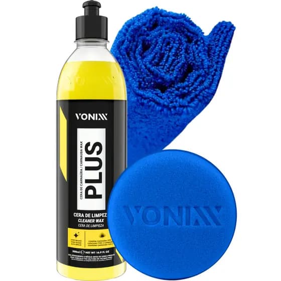 Cera Carnaúba Plus Vonixx 500ml Cera Liquida Automotiva + Pano de Microfibra Aplicador