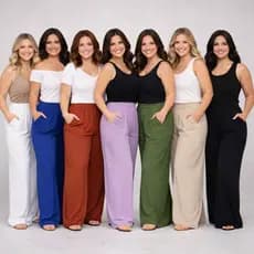 Calça Pantalona Plus Size Duna Feminina Com Elástico Na Cintura Costura Reforçada Ideal para Dia Dia e Lazer