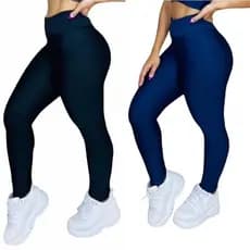 Kit 2 Calça Leg Legging Suplex Academia Preta e Azul