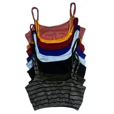 Kit 5 Top cropped canelado dupla camada Sem bojo