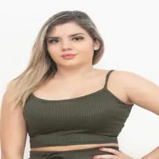 Cropped de Alcinha Malha Canelada com Alças