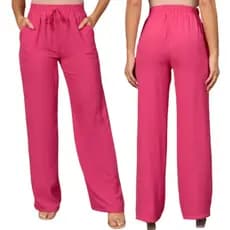 Calça Pantalona Plus Size Cintura Alta Feminina com Elástico