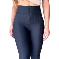 Calça Lipo Cintura Alta Justa Compressão Detalhe Zíper- Com Bolso Atrás