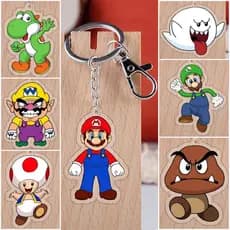 Jogo Anime Acrílico Chaveiro Para Mario Luigi Yoshi Bowser Sapo Figuras Decoração Colecionáveis Pingente Presente